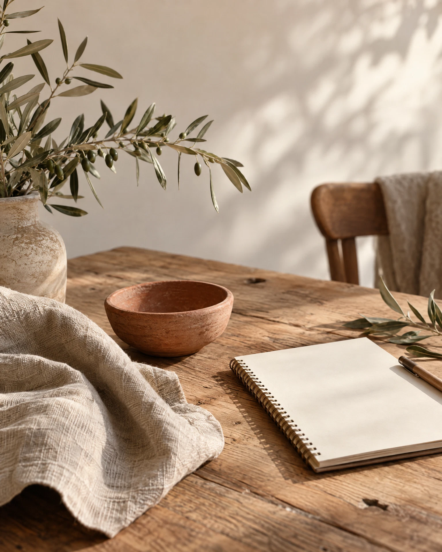 Matières naturelles et objets délicats sur une table en bois
